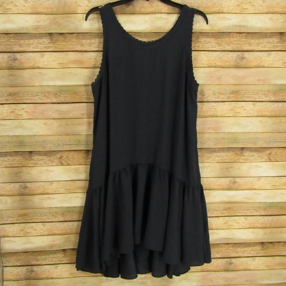 Chelsea 28 Navy Scallop Edge Drop Waist Tank Dress L